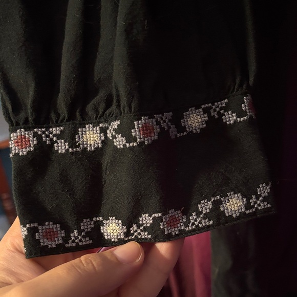 Madewell Black Long Sleeve Dress with Embroidery - Picture 5 of 6